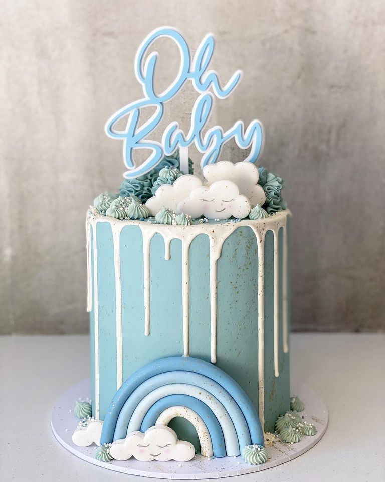 Oh Baby Double Layered Baby Shower Gender Reveal Cake Topper – XOXO Design