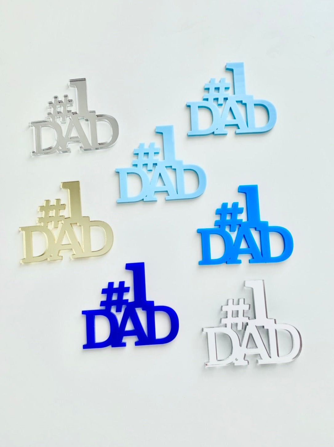 #1 DAD Fathers Day Set of 3 Acrylic Cupcake Charms