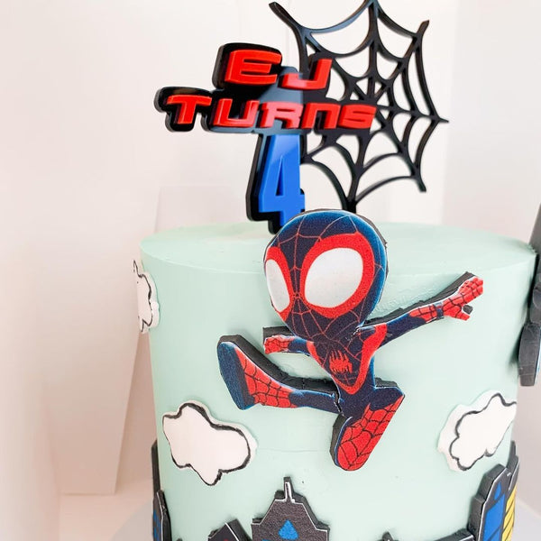 Spider-Man Inspired Name and Number Spiderweb Cake Topper