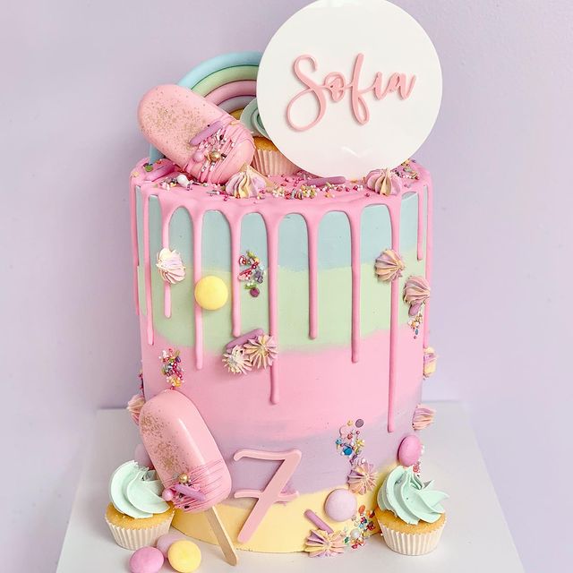 Sophia Double Layered Circle Custom Name Cake Topper And Number Cake C ...